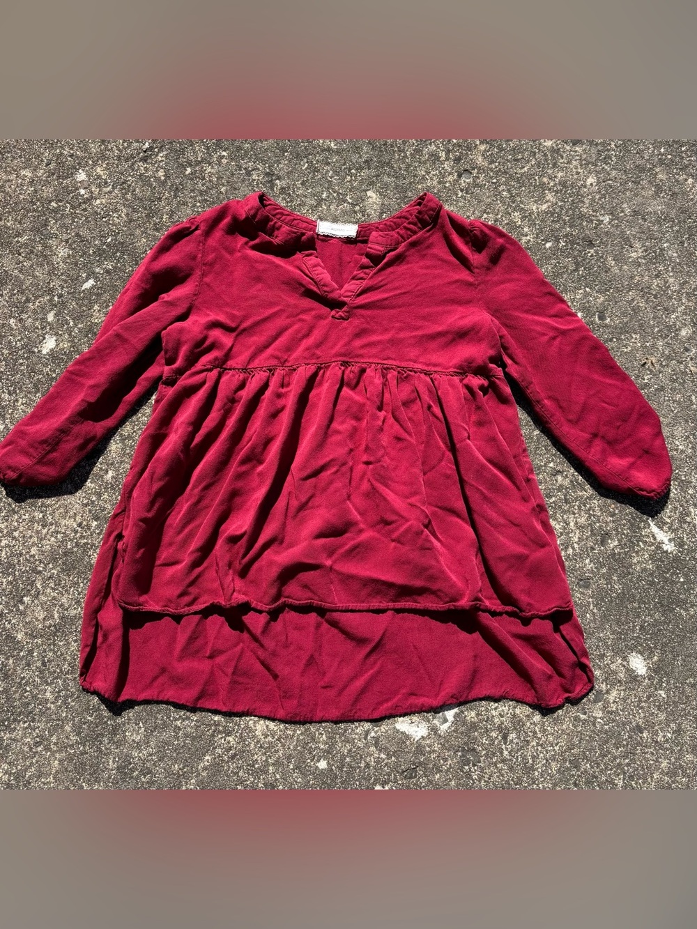 Soprano Burgundy Split-Neck Long Sleeve Tunic